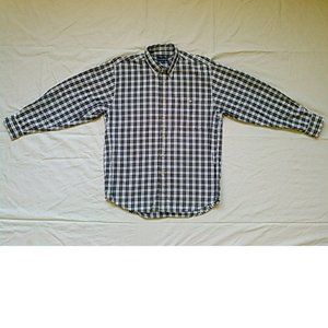 Black Horse Plaid Long Sleeve Cotton Shirt, Medium